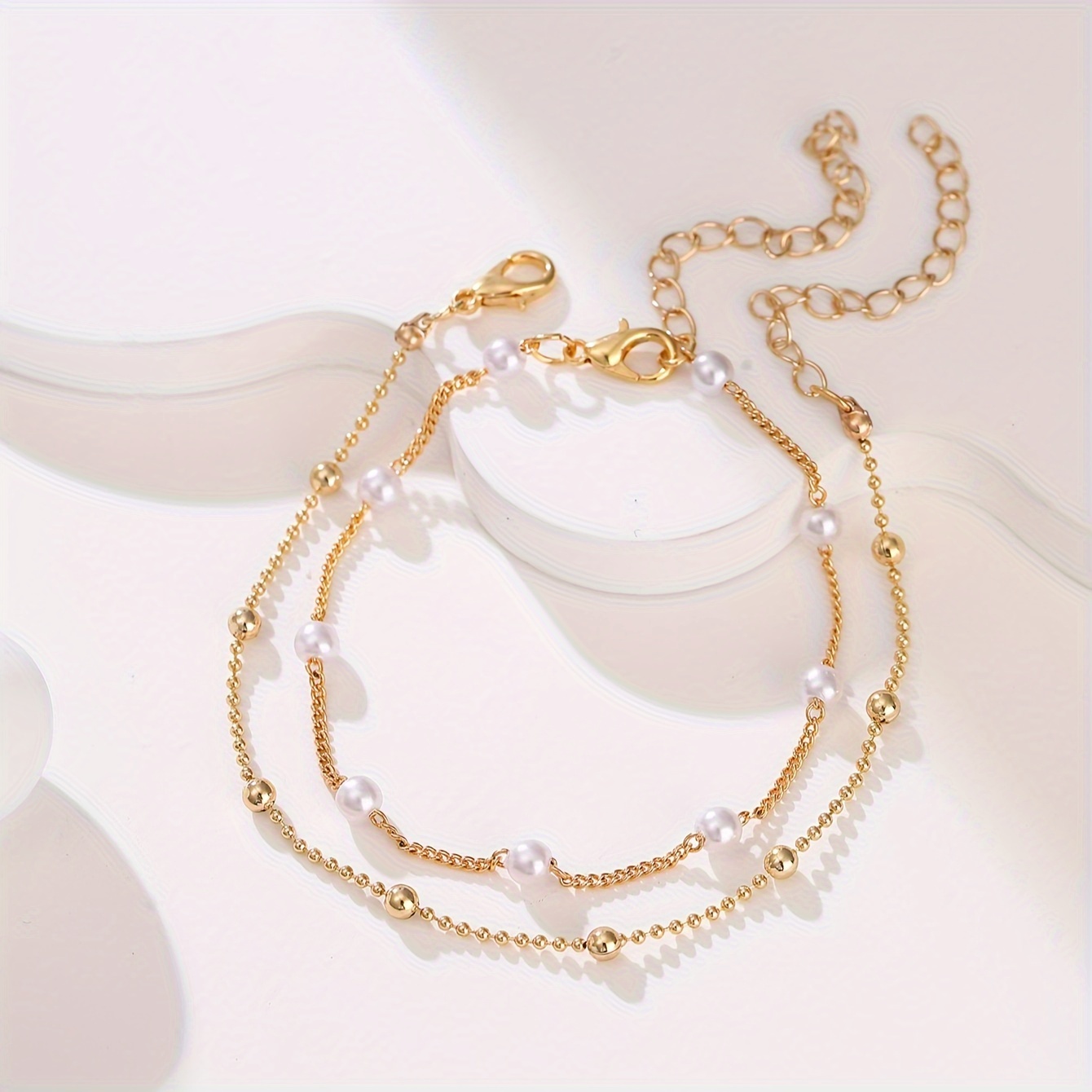 Copper Bead Chain Bracelet Set Women Bead Number Random